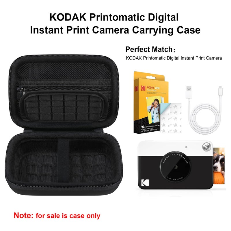 Elonbo Camera Carrying Case for Kodak Printomatic Digital Instant Print Camera  Portable Bluetooth Photo Printer Storage Holder Bag  Mesh Bag Fits Photo Paper MicroSD Card USB Cable  Black+Black - Image 2